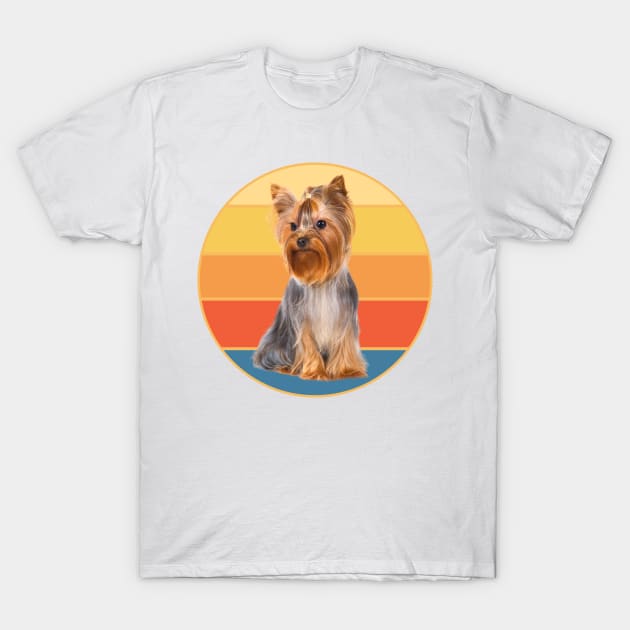 Cute Yorkshire Terrier Dog Breed Vintage Retro Sunset Animal Pet Yorkie T-Shirt by Inspirational And Motivational T-Shirts